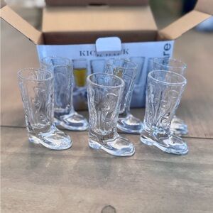 Clear Boot-Shaped 6 Shot Glass Set